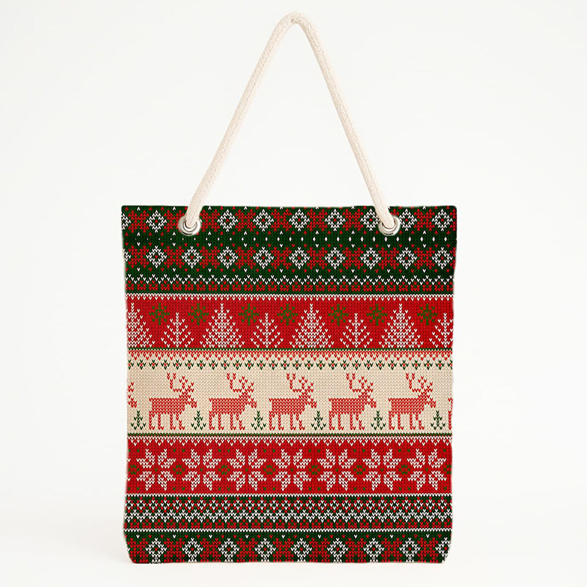 Noel Ve Örgü Motifli Plaj Çantası