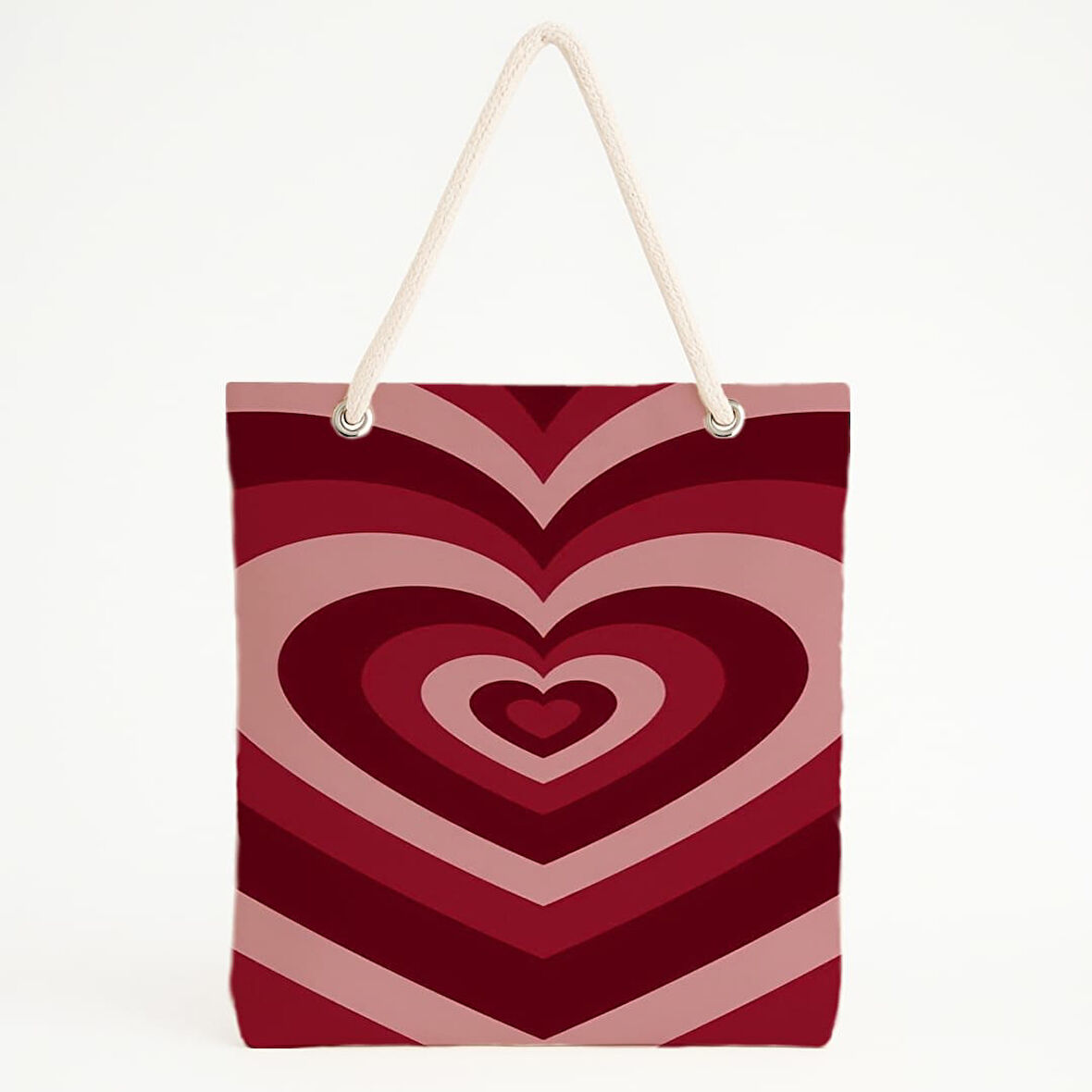 Pembe-Kırmızı Kalp Plaj Çantası