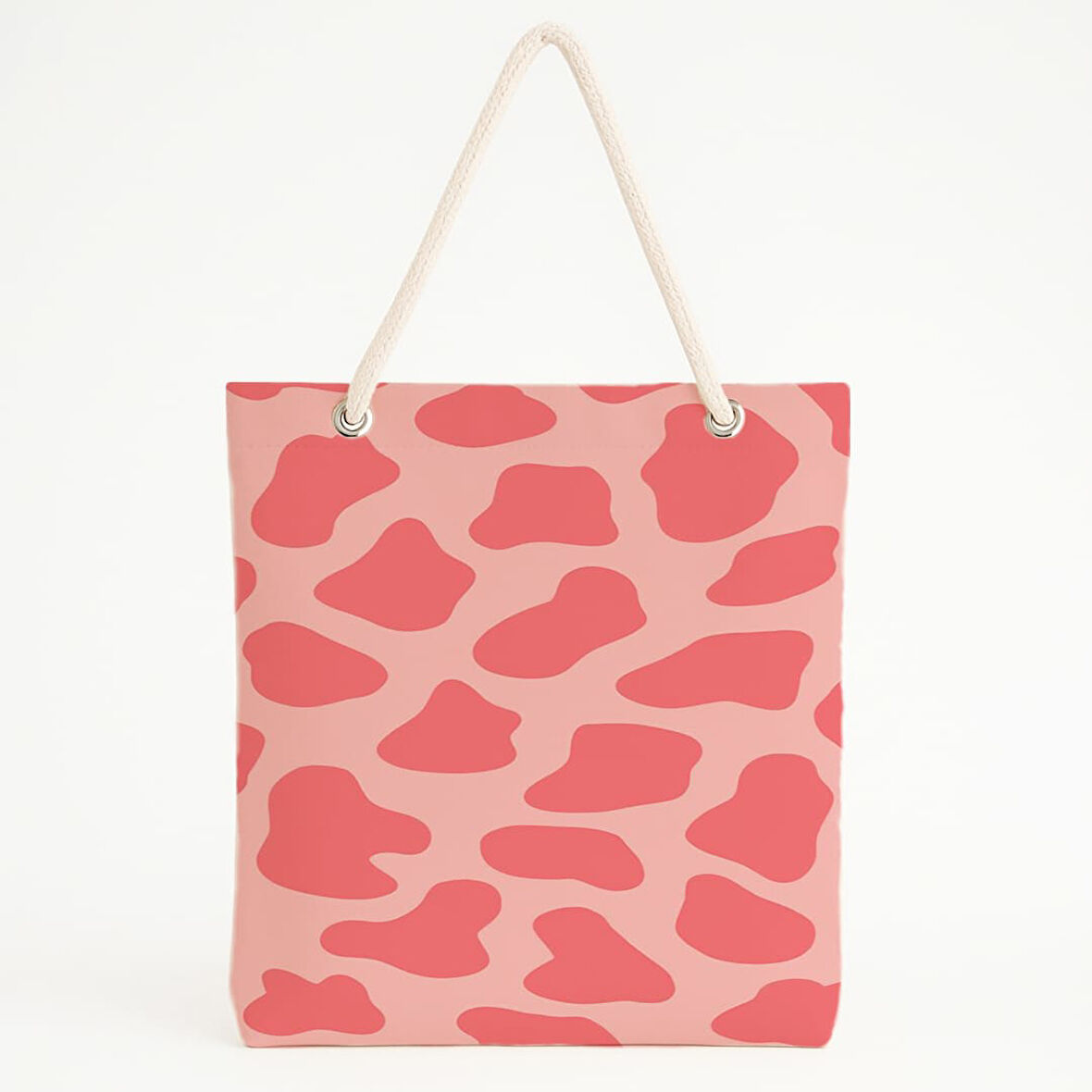 Kırmızı Benekli Pembe Plaj Çantası