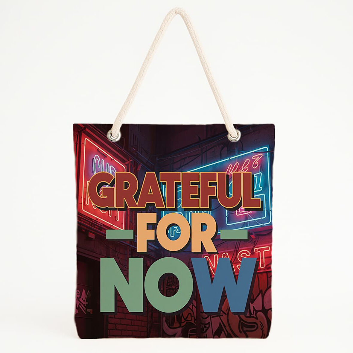 Neon Graffiti Yazılı Plaj Çantası