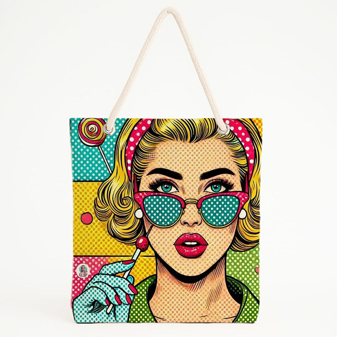 Lolipoplu Retro Kadın Plaj Çantası