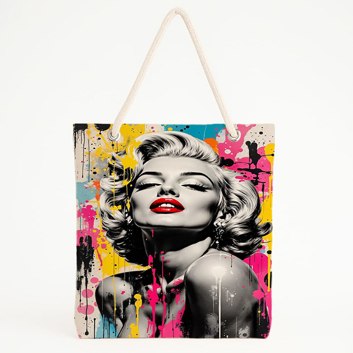 Graffiti Marilyn Temalı Plaj Çantası