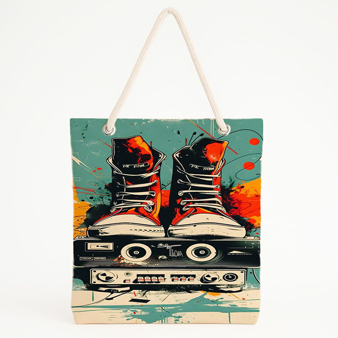 Retro Sneaker Temalı Plaj Çantası