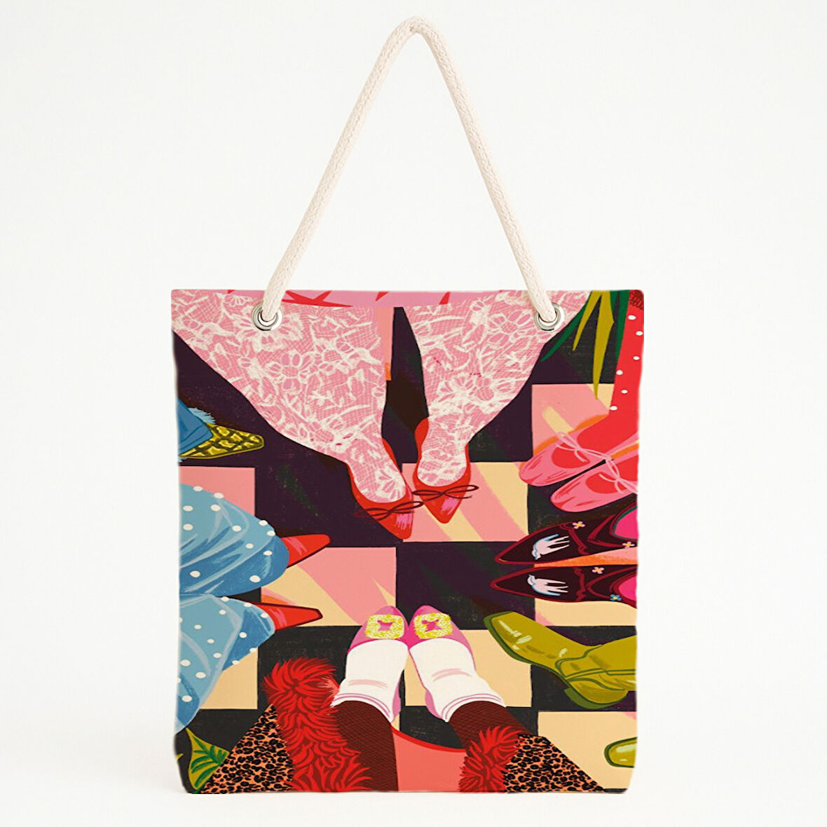 Ayakkabı Çemberli Grafik Plaj Çantası