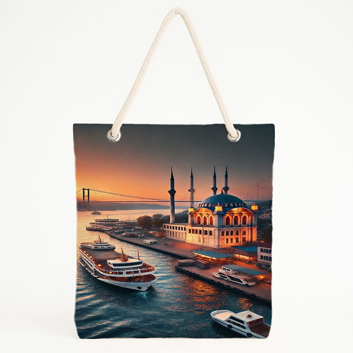 Cami ve Boğaz Manzaralı Plaj Çantası