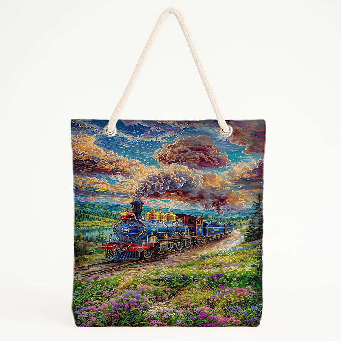 Trenli Doğa Manzaralı Plaj Çantası