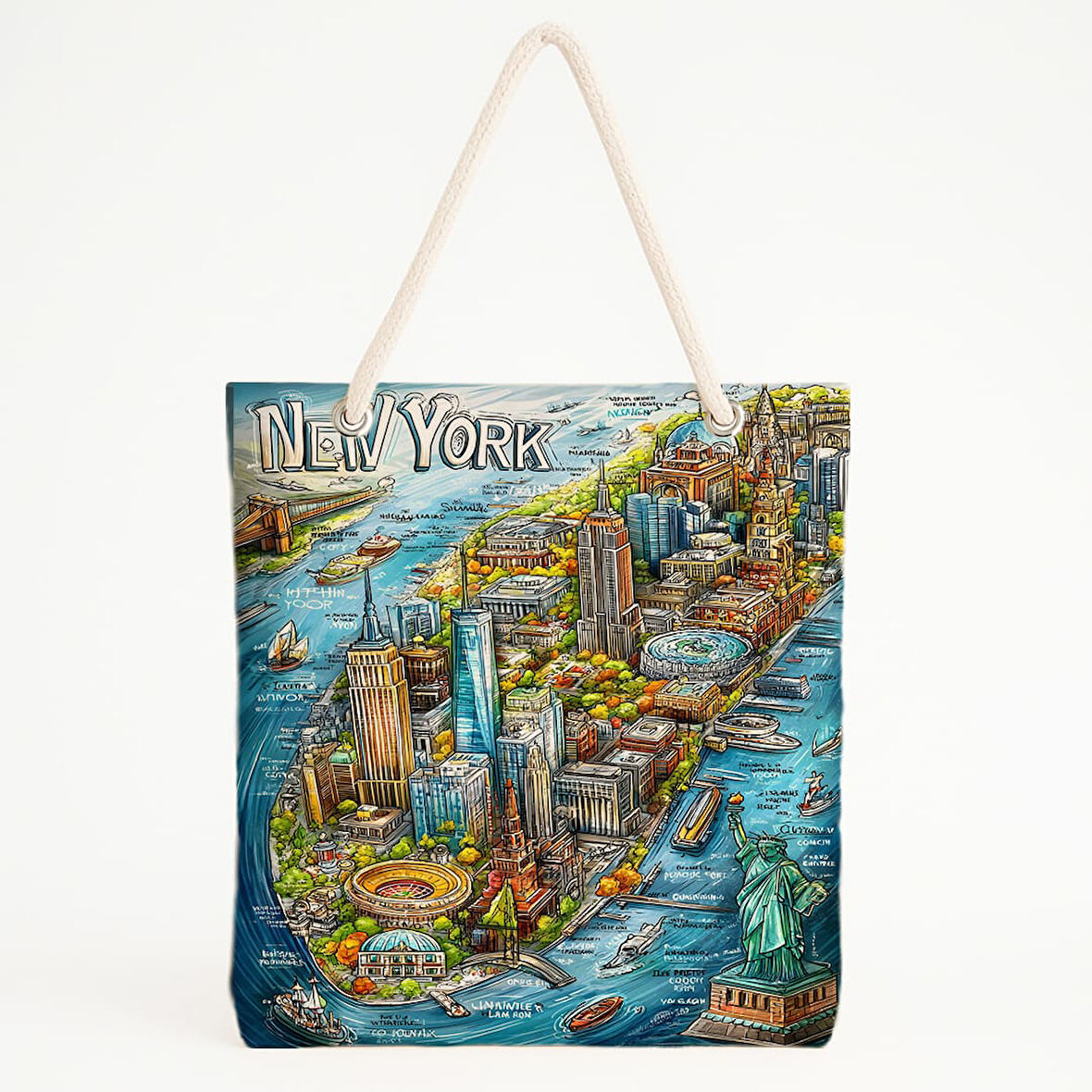 New York Haritalı Şehir Plaj Çantası