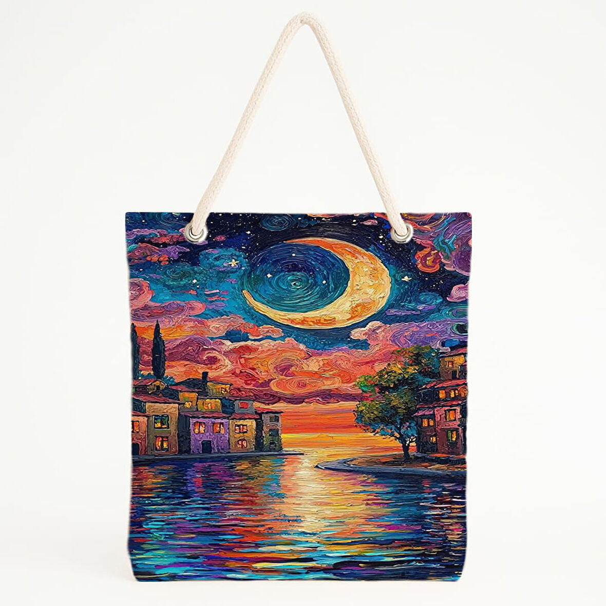 Gökyüzü ve Rüya Şehir Manzaralı Plaj Çantası