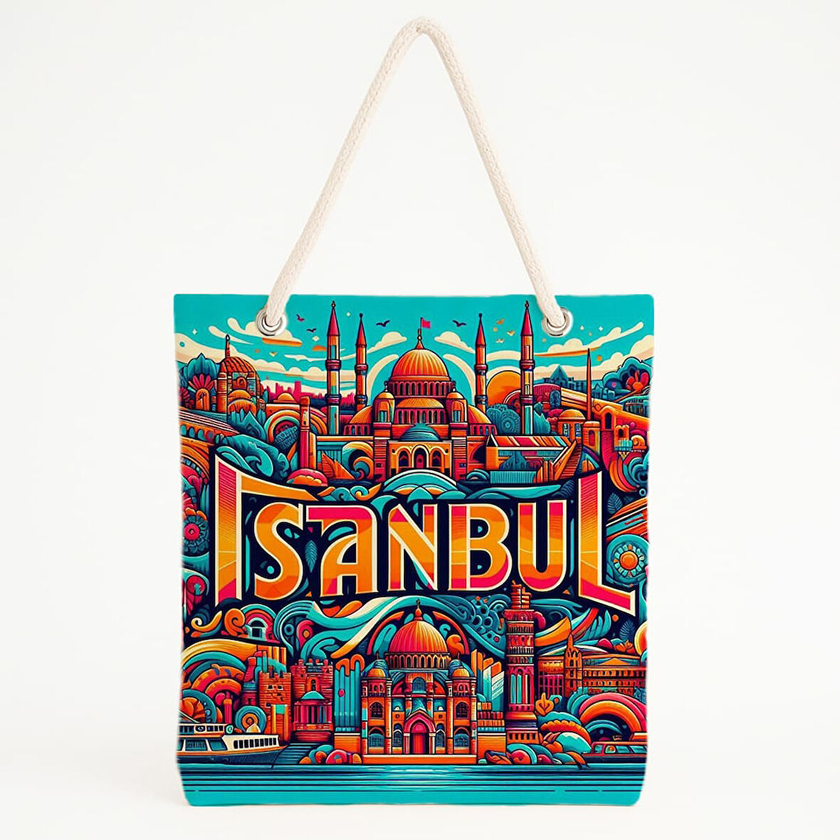 İstanbul Şehir Manzaralı Plaj Çantası