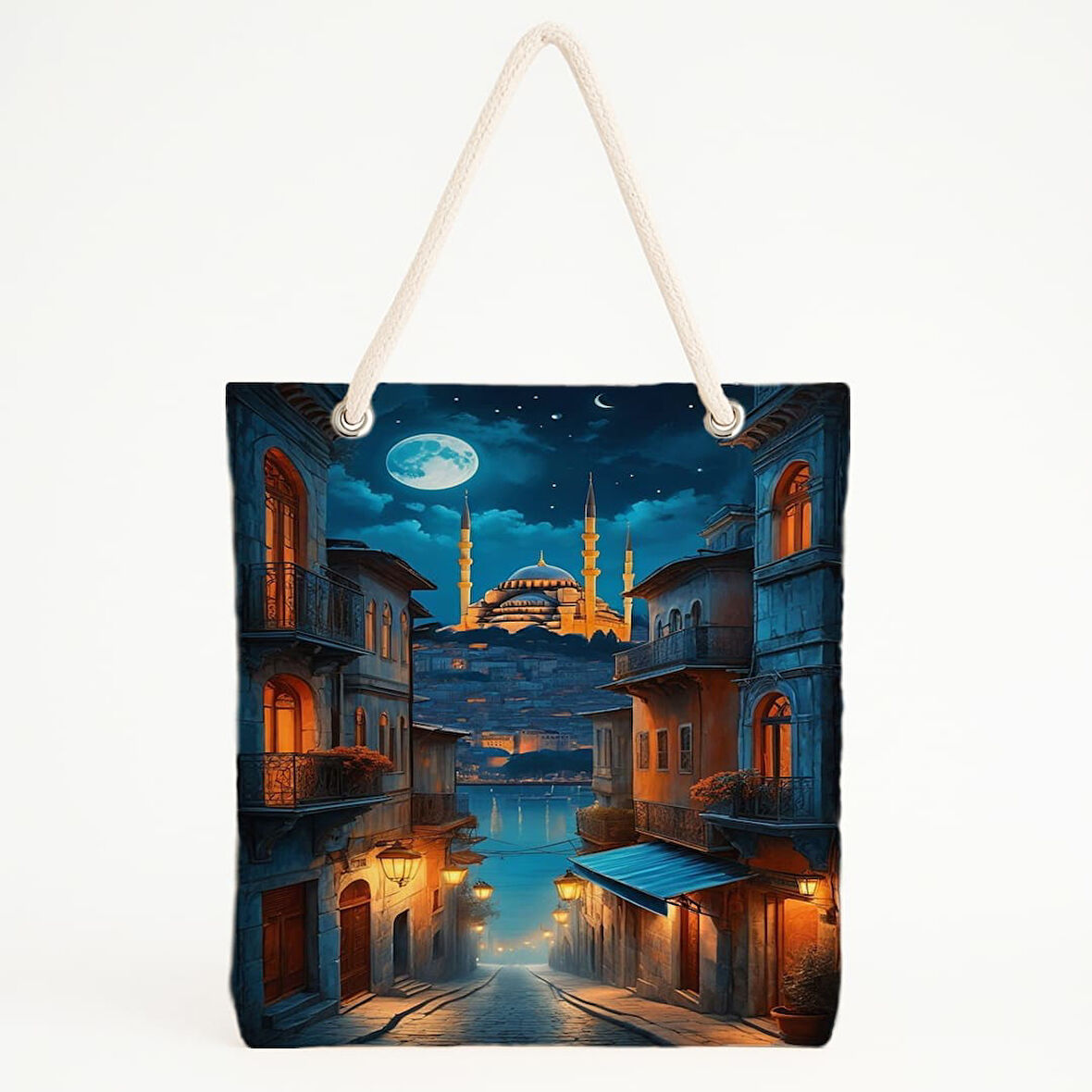 Işıklı Sokak Manzaralı Plaj Çantası