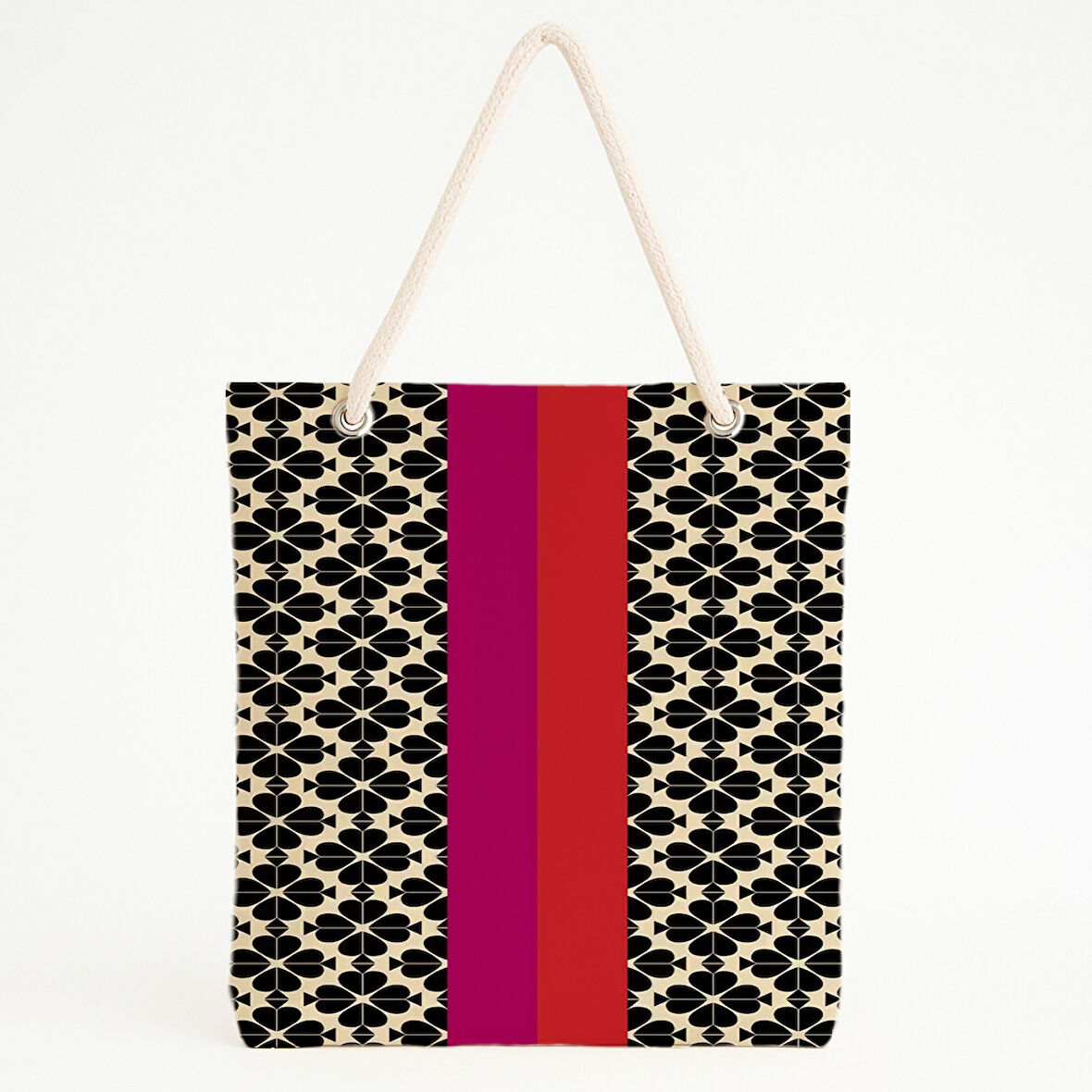 Üç Renk Şeritli Geometrik Plaj Çantası