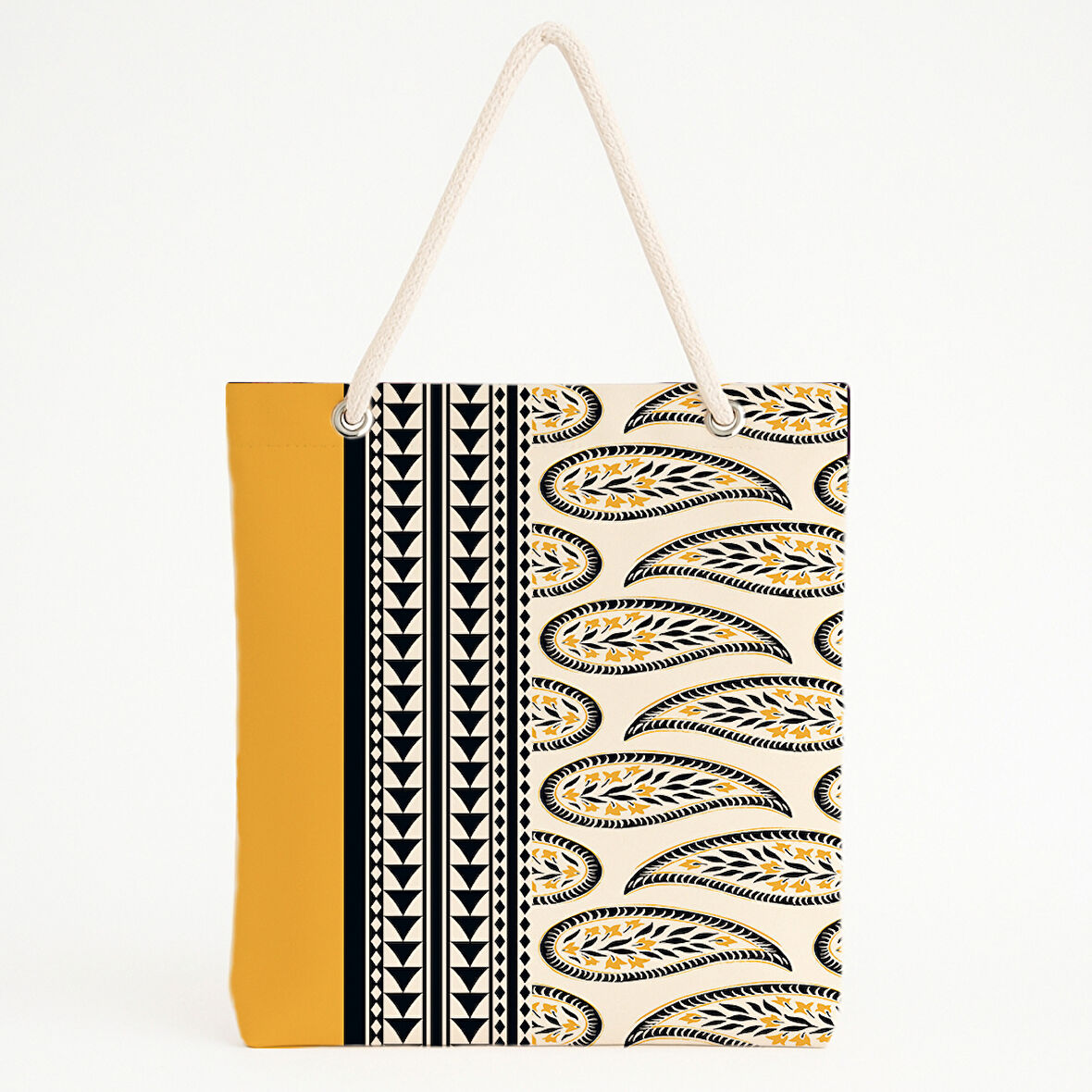 Paisley ve Geometrik Desenli Plaj Çantası