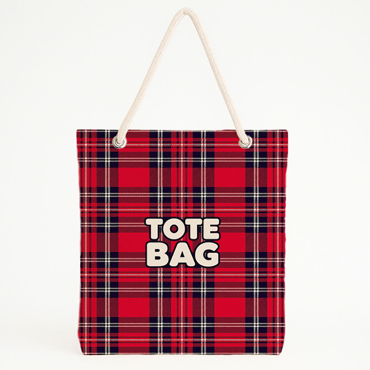 Kırmızı Tartan Desenli Plaj Çantası