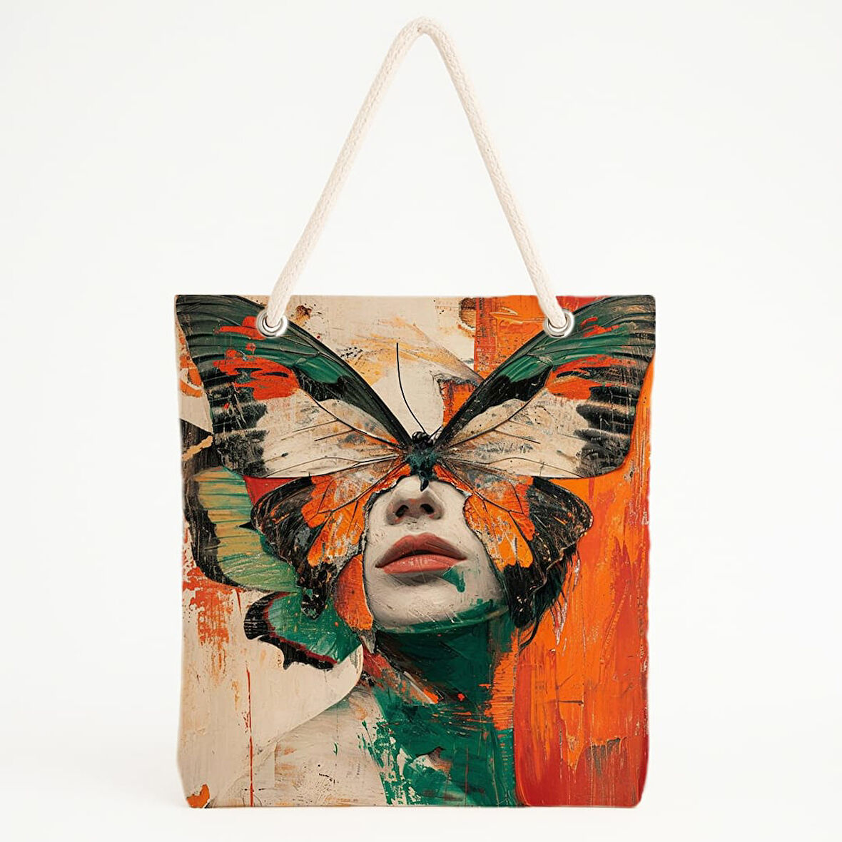 Kelebek Portreli Plaj Çantası