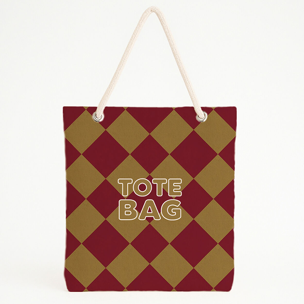 Elmas Desenli Bordo Hardal Plaj Çantası