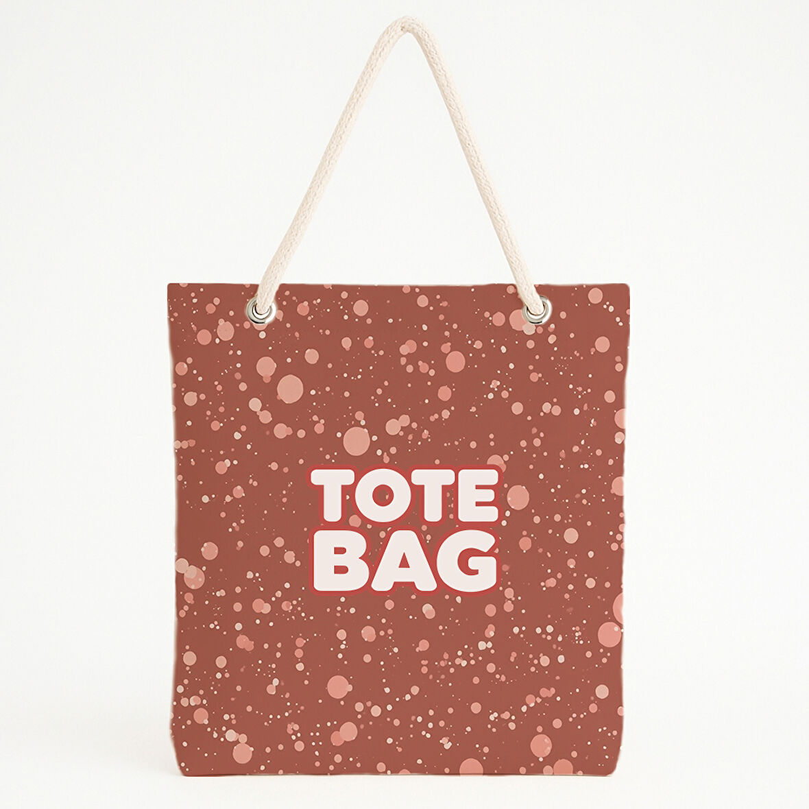 Pembe Benekli Kırmızımsı Retro Plaj Çantası