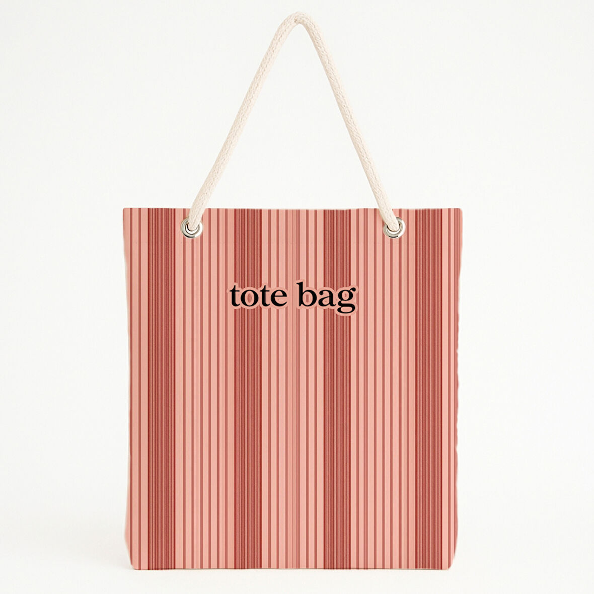 Pembe Kırmızı Çizgili Modern Plaj Çantası