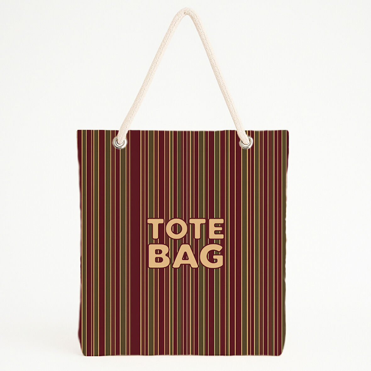 Kahve Kırmızı Yeşil Çizgili Plaj Çantası