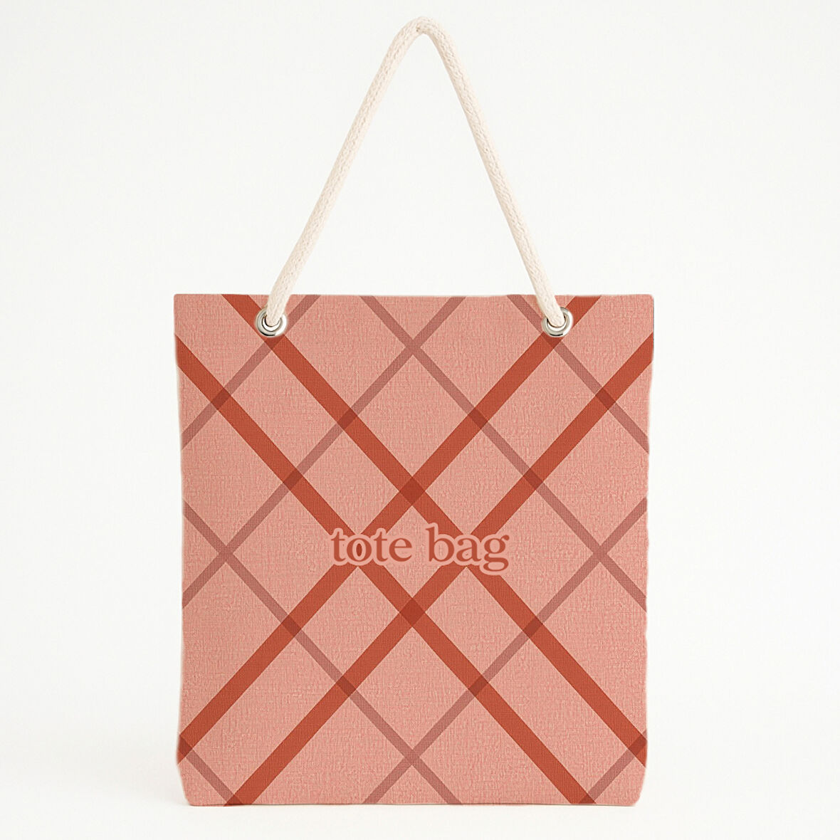 Pembe Ekose Serif Yazılı Plaj Çantası