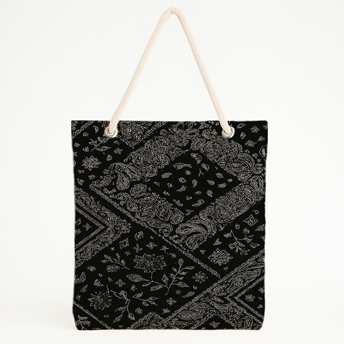 Siyah Paisley Bandana Plaj Çantası