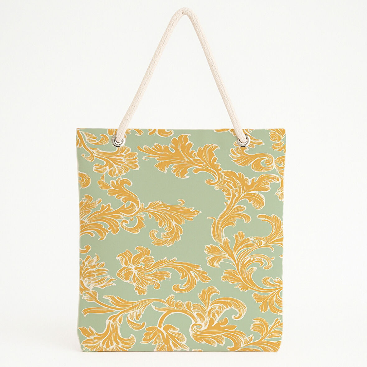 Yeşil Sarı Floral Plaj Çantası