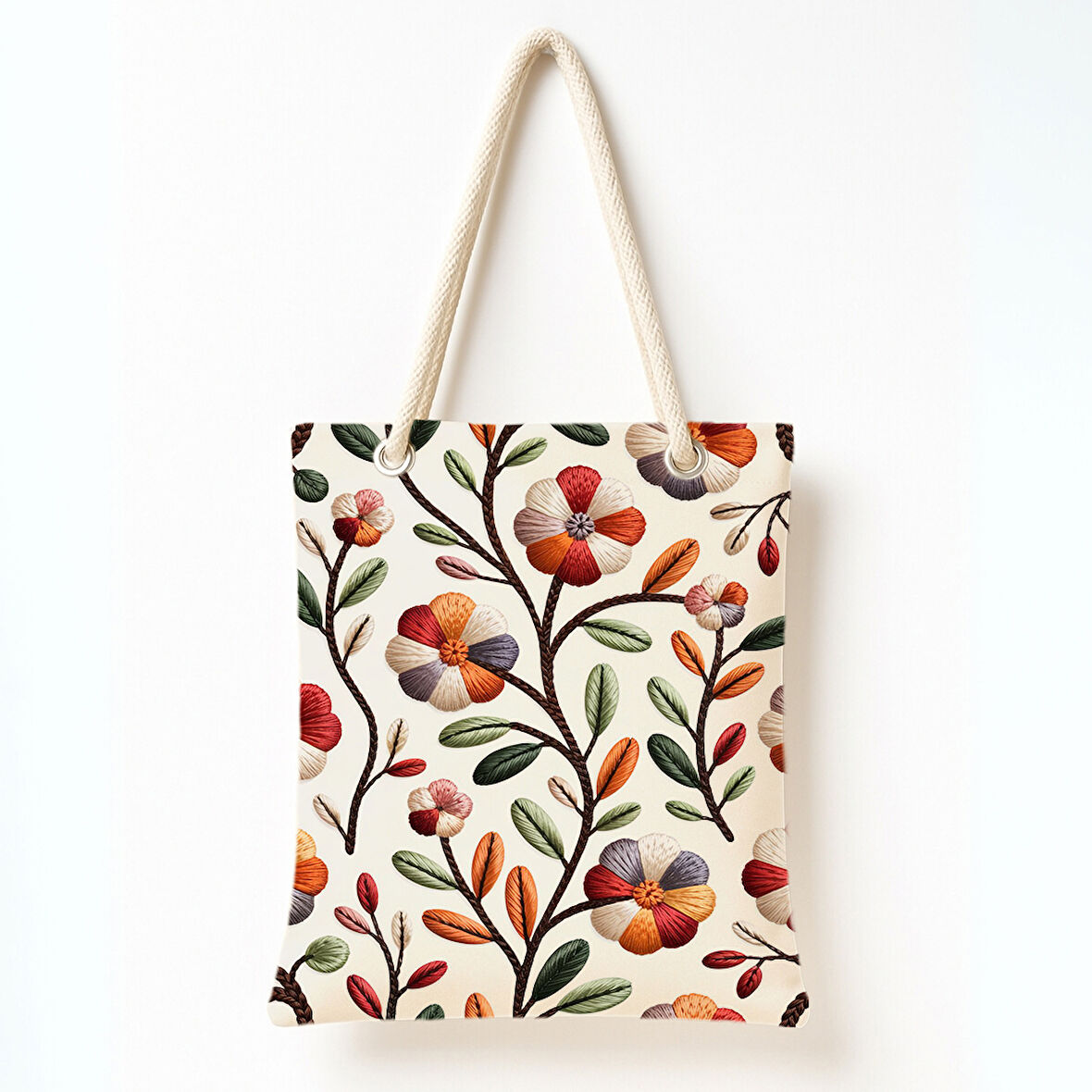 Dokulu Çiçeklerin Arasında Omuz Çantası