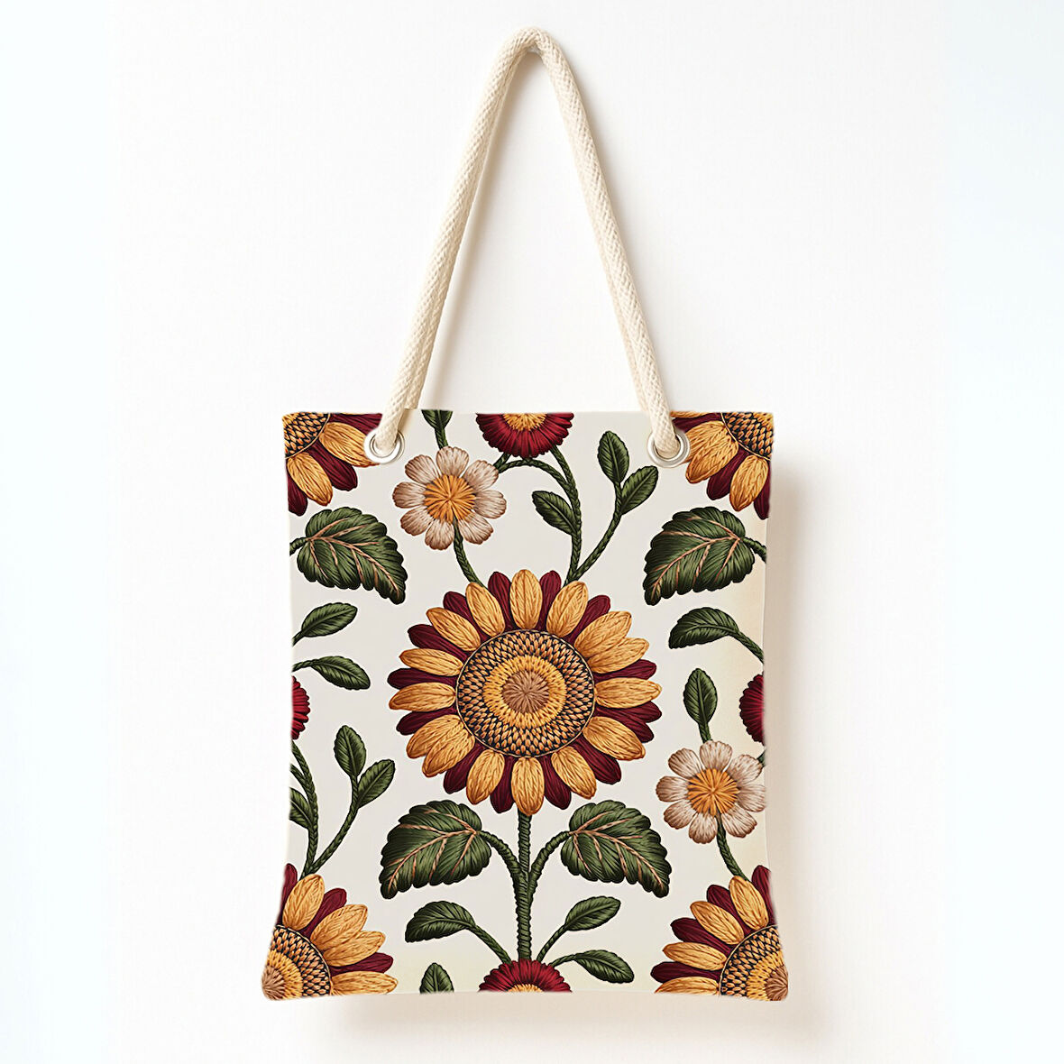 Ayçiçeği Işığında Çiçekli Omuz Çantası