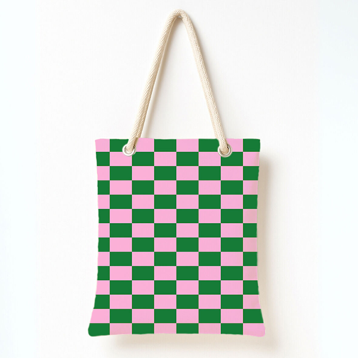 Yeşil Pembe Kare Omuz Çantası