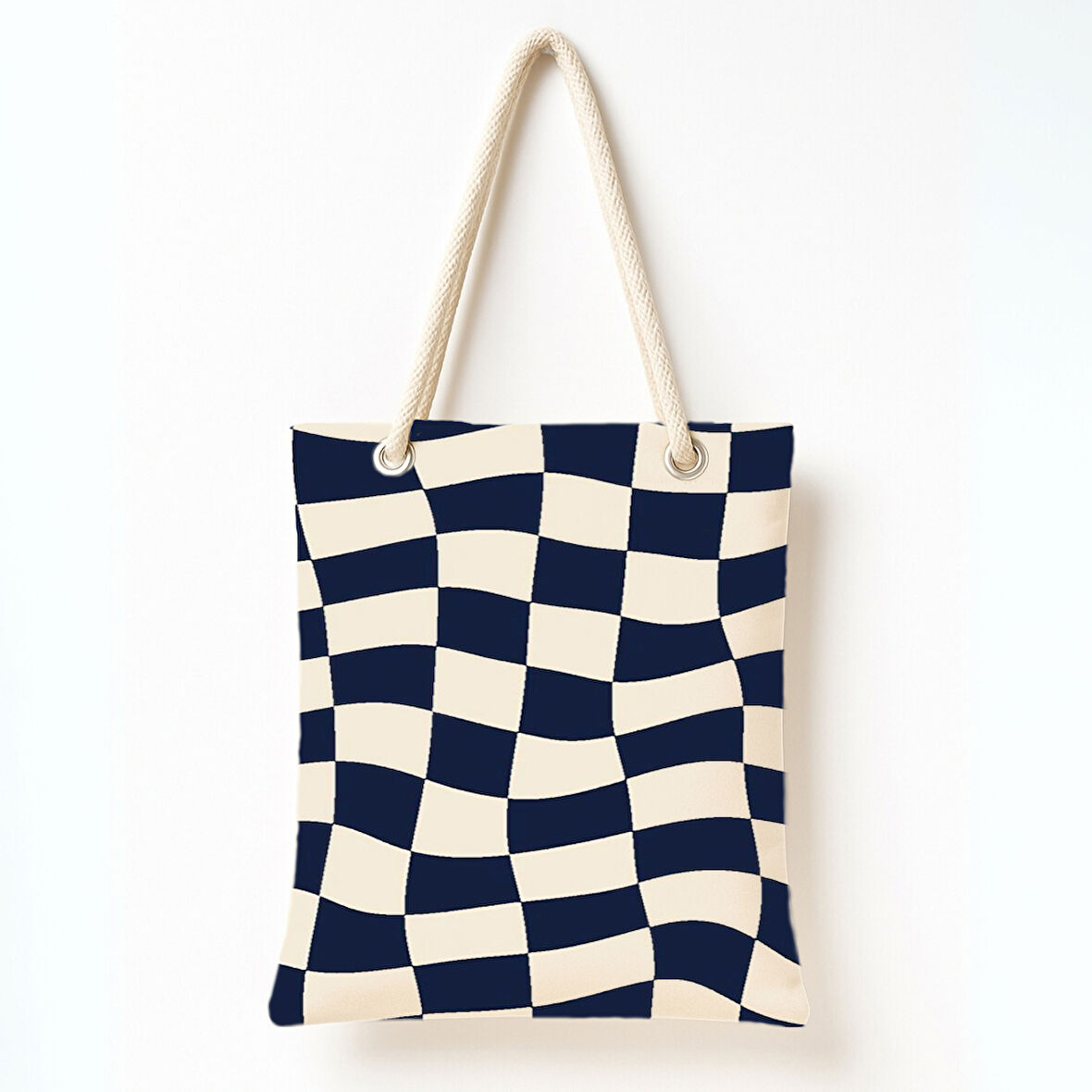 Dalgalı Lacivert Kare Omuz Çantası