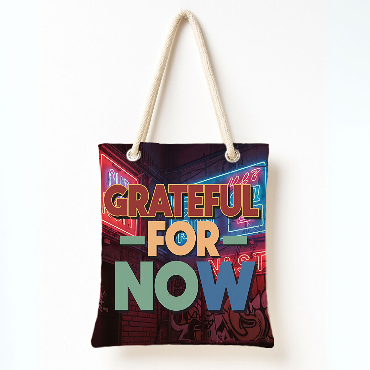 Neon Şehir Mesajı Omuz Çantası