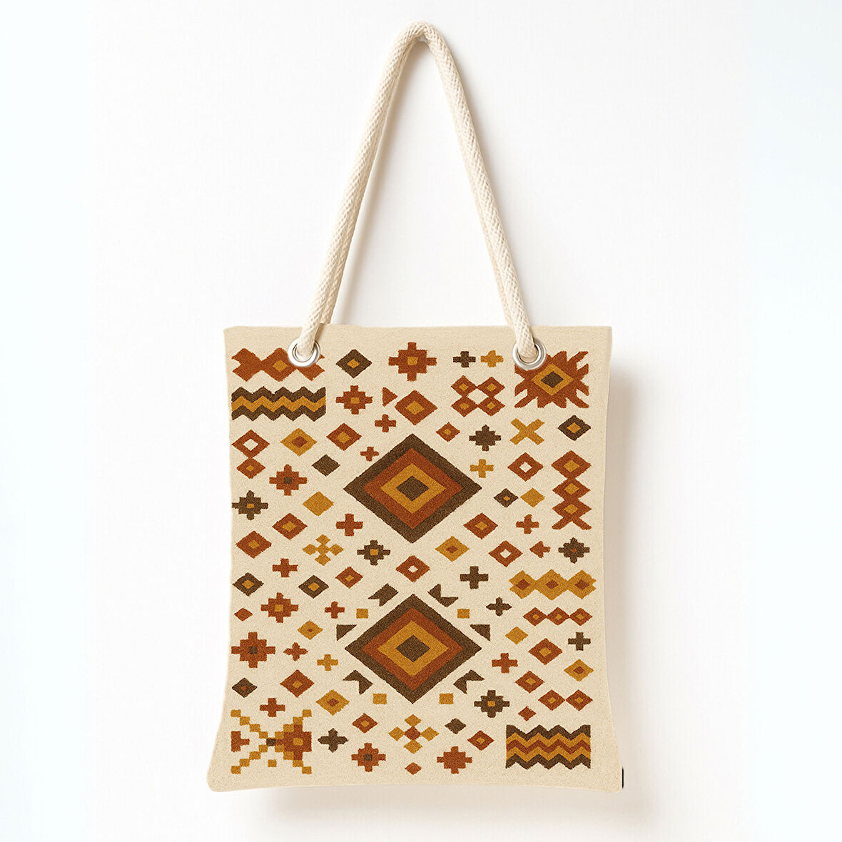 Toprak Geometri Deseni Omuz Çantası