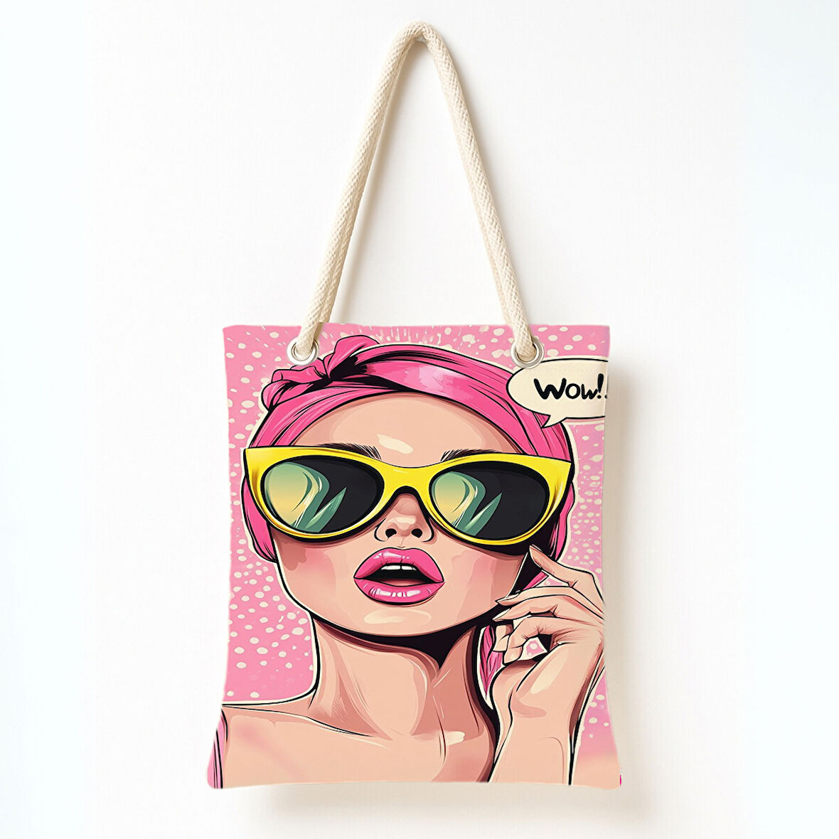 Puantiyeli Pembe İfade Omuz Çantası