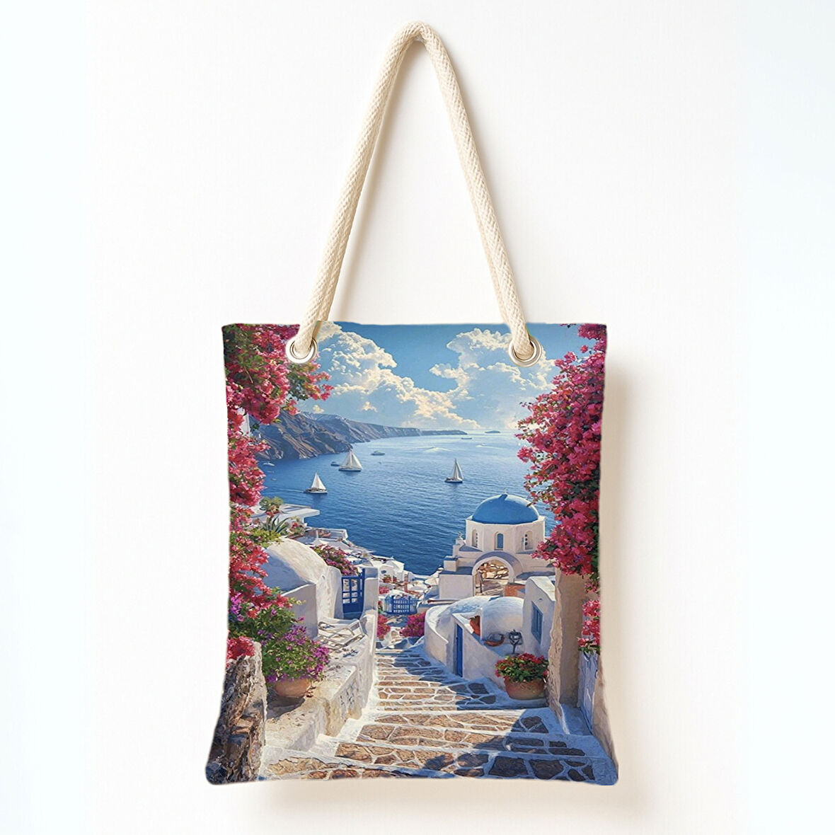 Santorini Rüya Manzarası Omuz Çantası