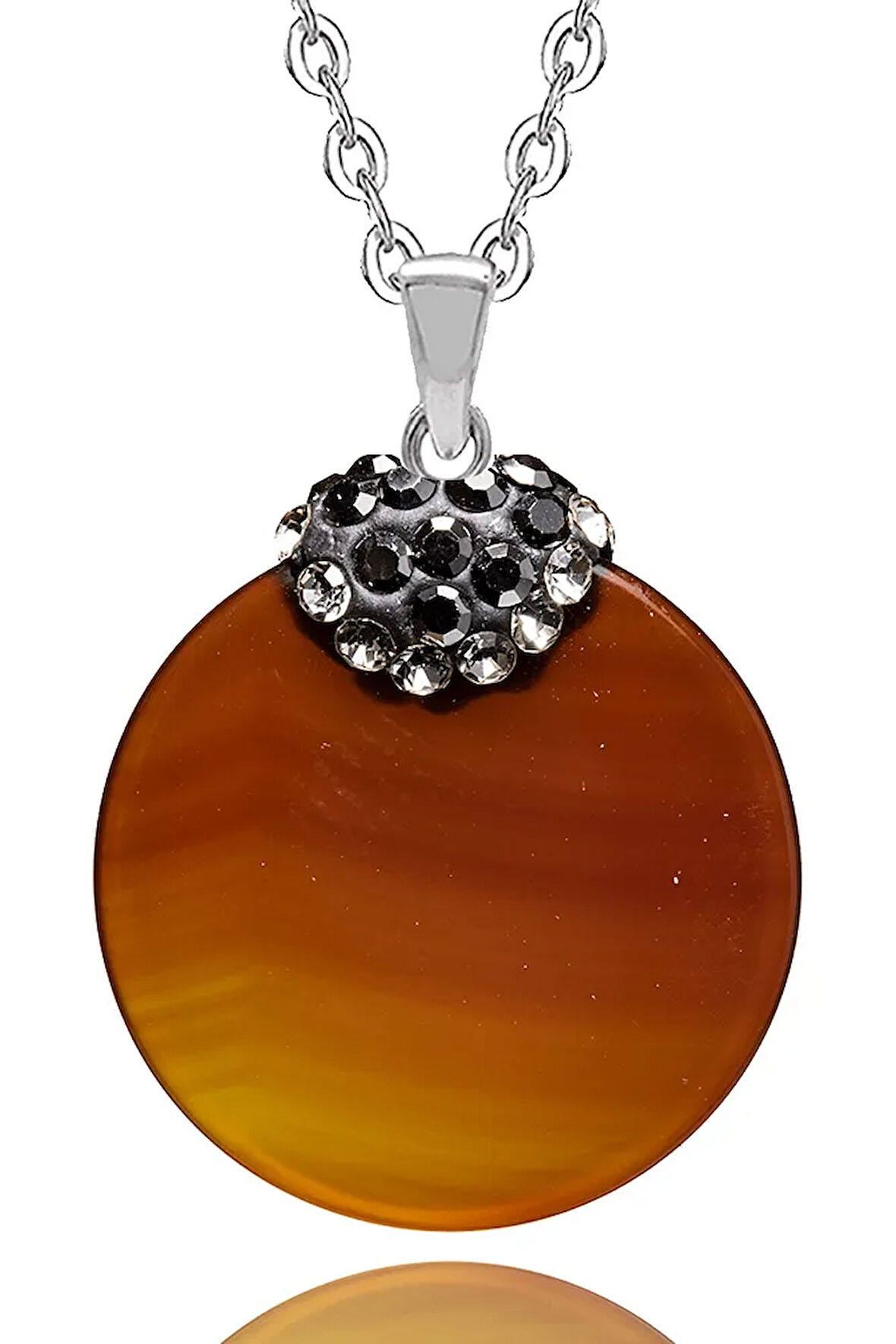 Sertifikalı Zirkon Işlemeli Yemen Akik Taşı Kolye