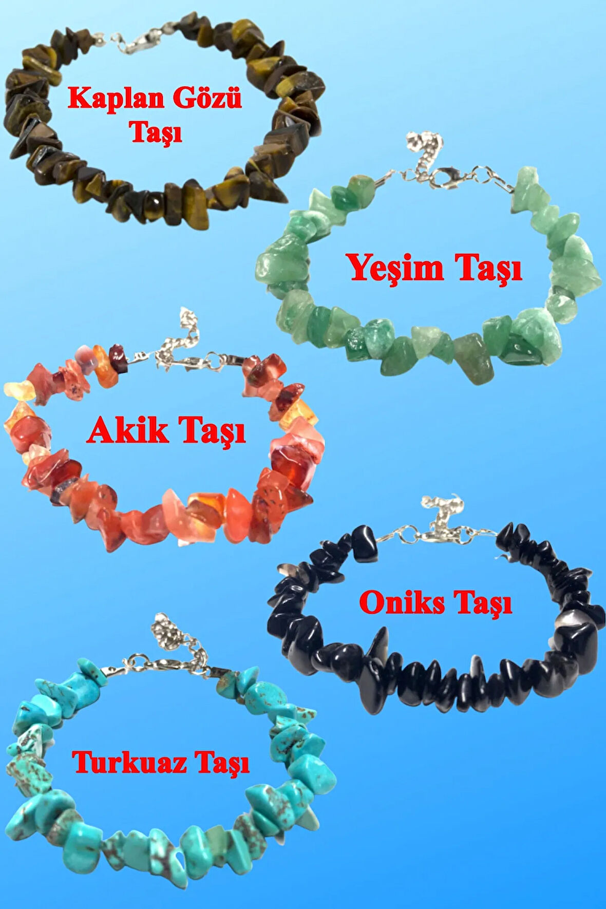 Doğal Taş Bileklik 5 Adet