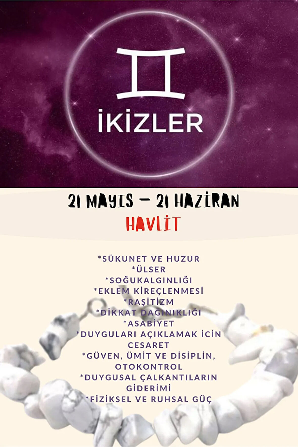 İkizler Burcu Burç Bilekliği