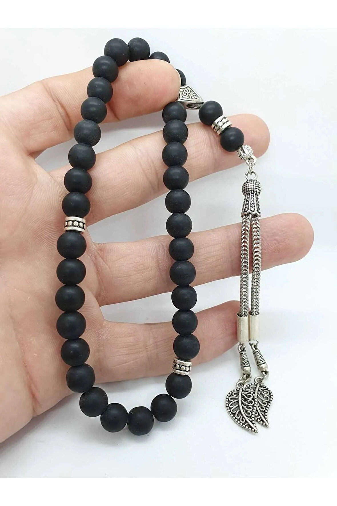 Orijinal Doğal Taş Mat Oniks Taşı 8 mm Tesbih