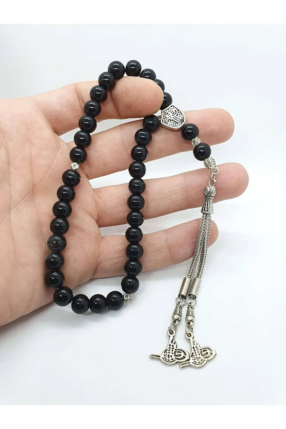 Orijinal Doğal Taş Parlak Oniks Taşı 8mm Tesbih