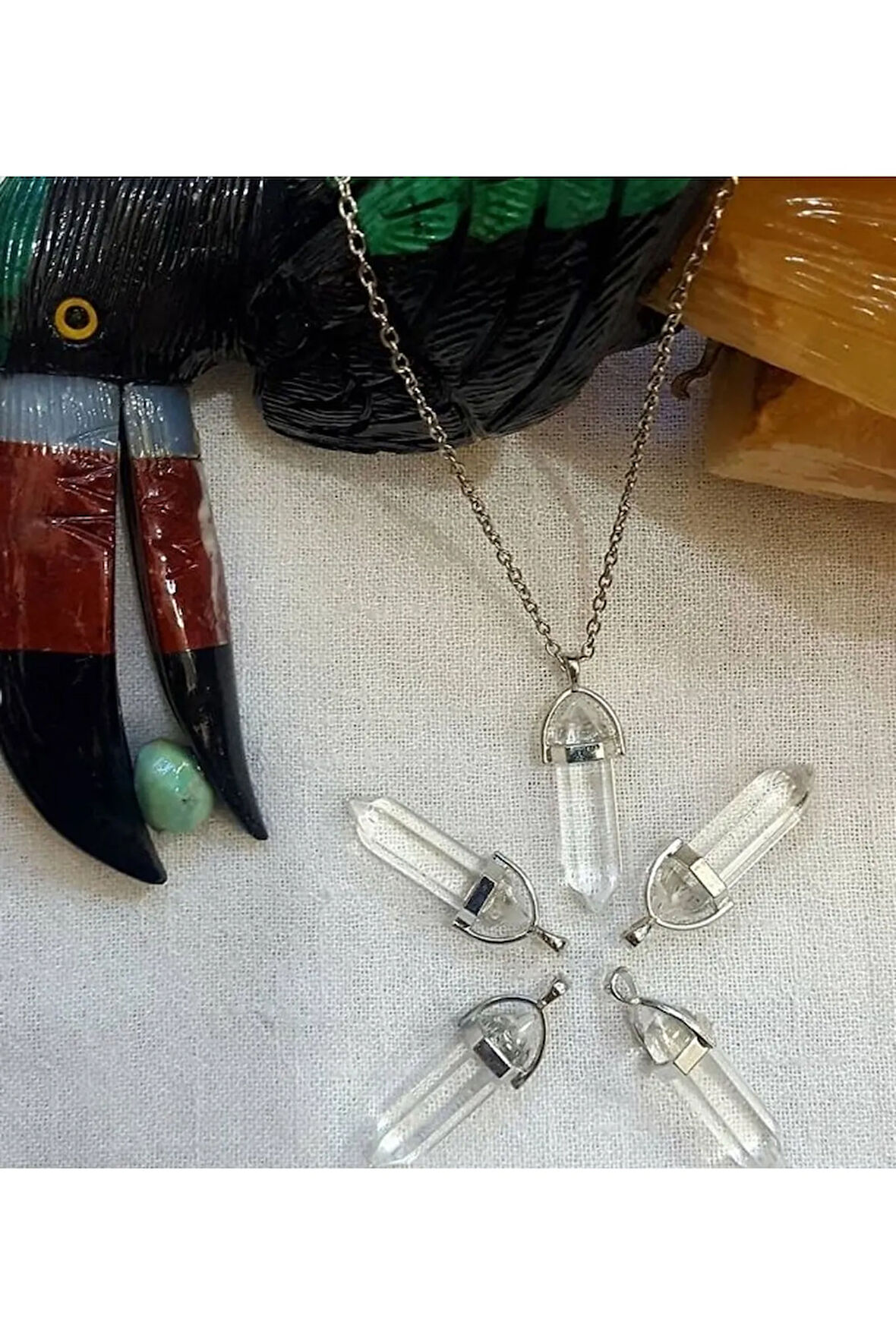 Sertifikalı Kristal Kuvars Doğal Taş Pandül Kolye