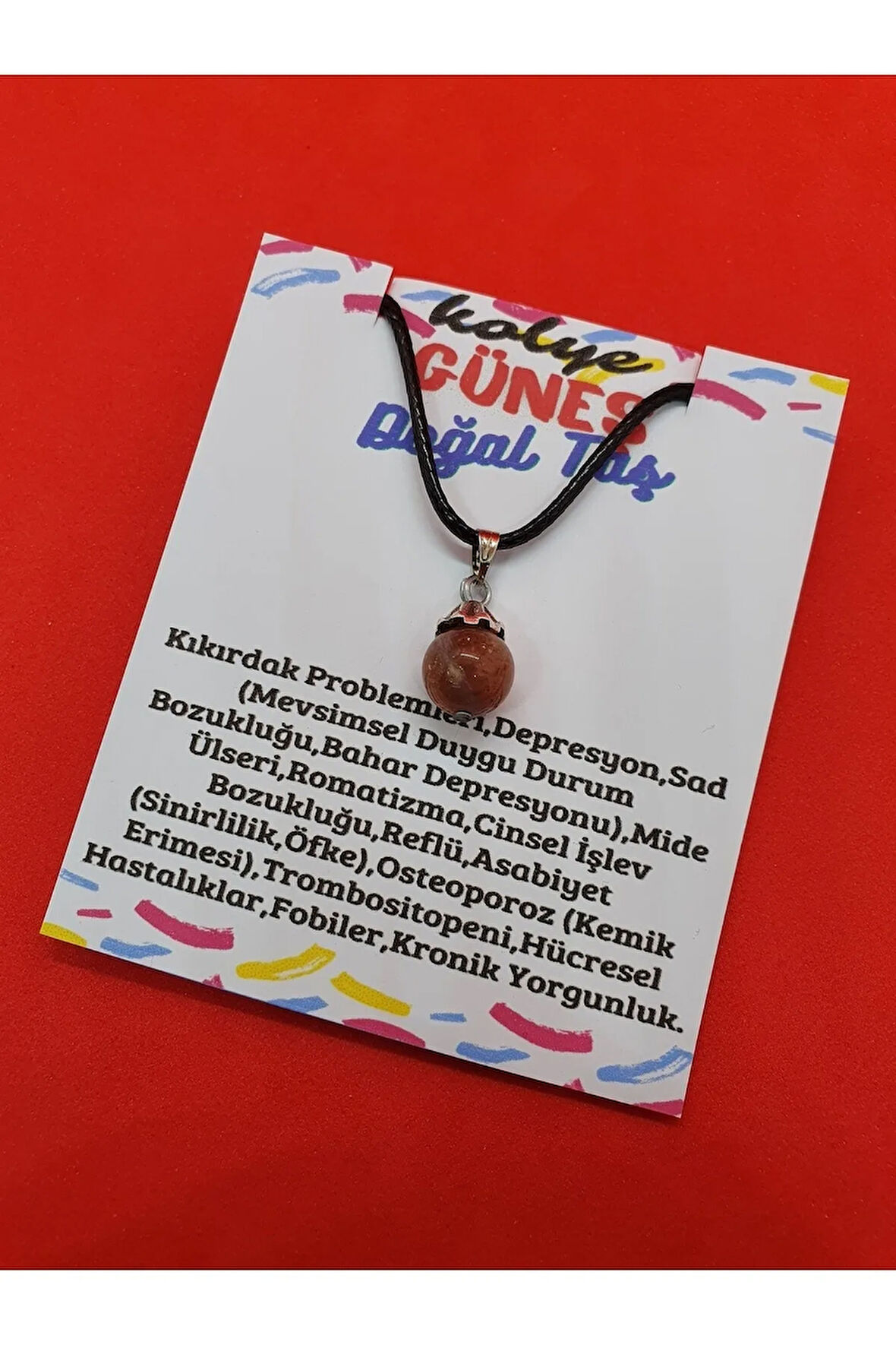 Güneş Taşı Doğal Taş Kolye