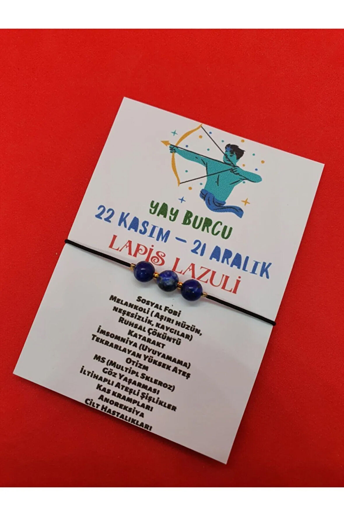 Sertifikalı Yay Burcu Lapis Taşı Doğal Taş Bileklik