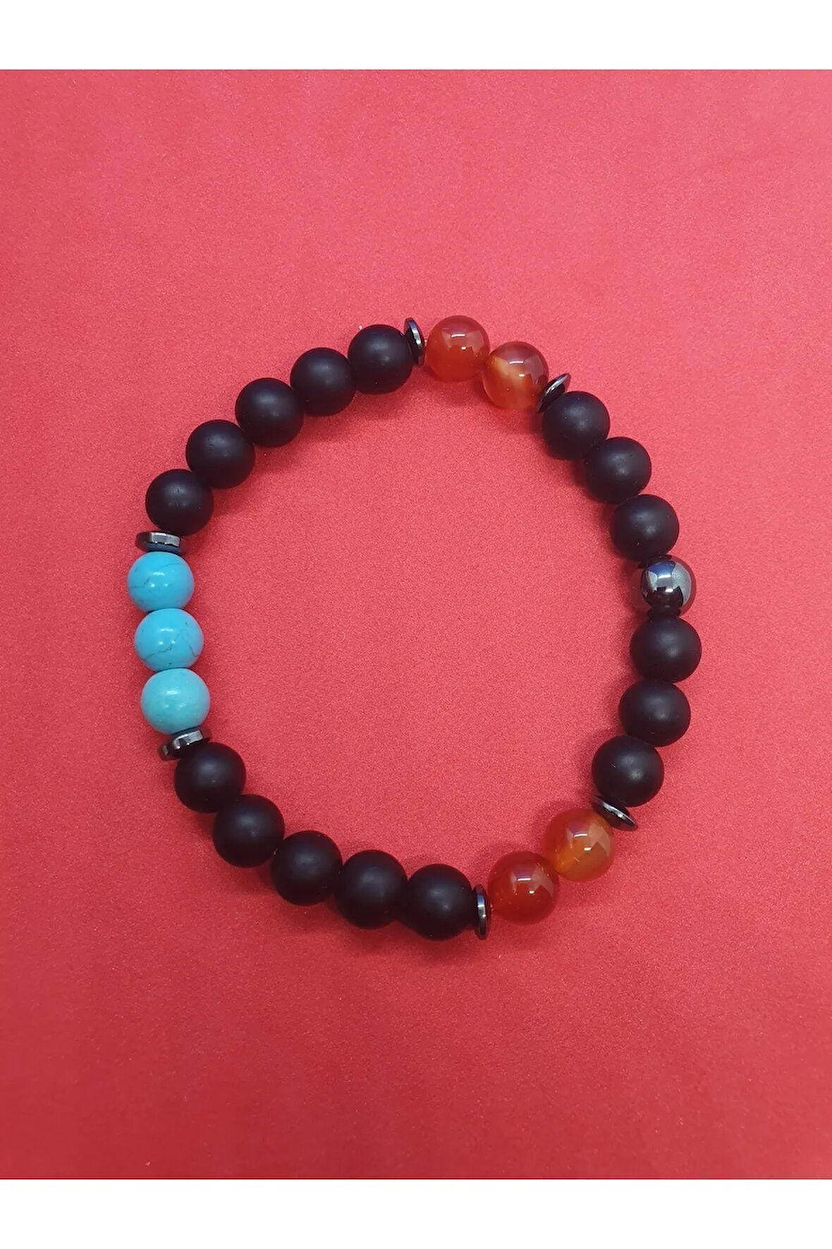 Hematit Oniks Akik Turkuaz Taşı Tasarım Bileklik