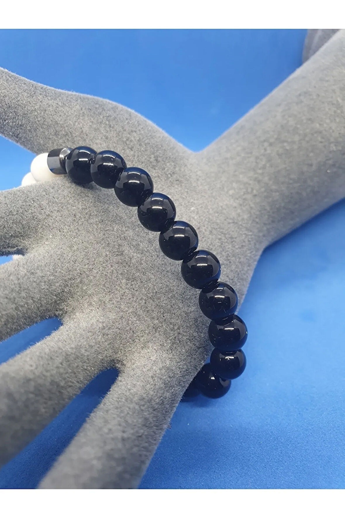 Hematit Oniks Sedef Taşı Tasarım Bileklik