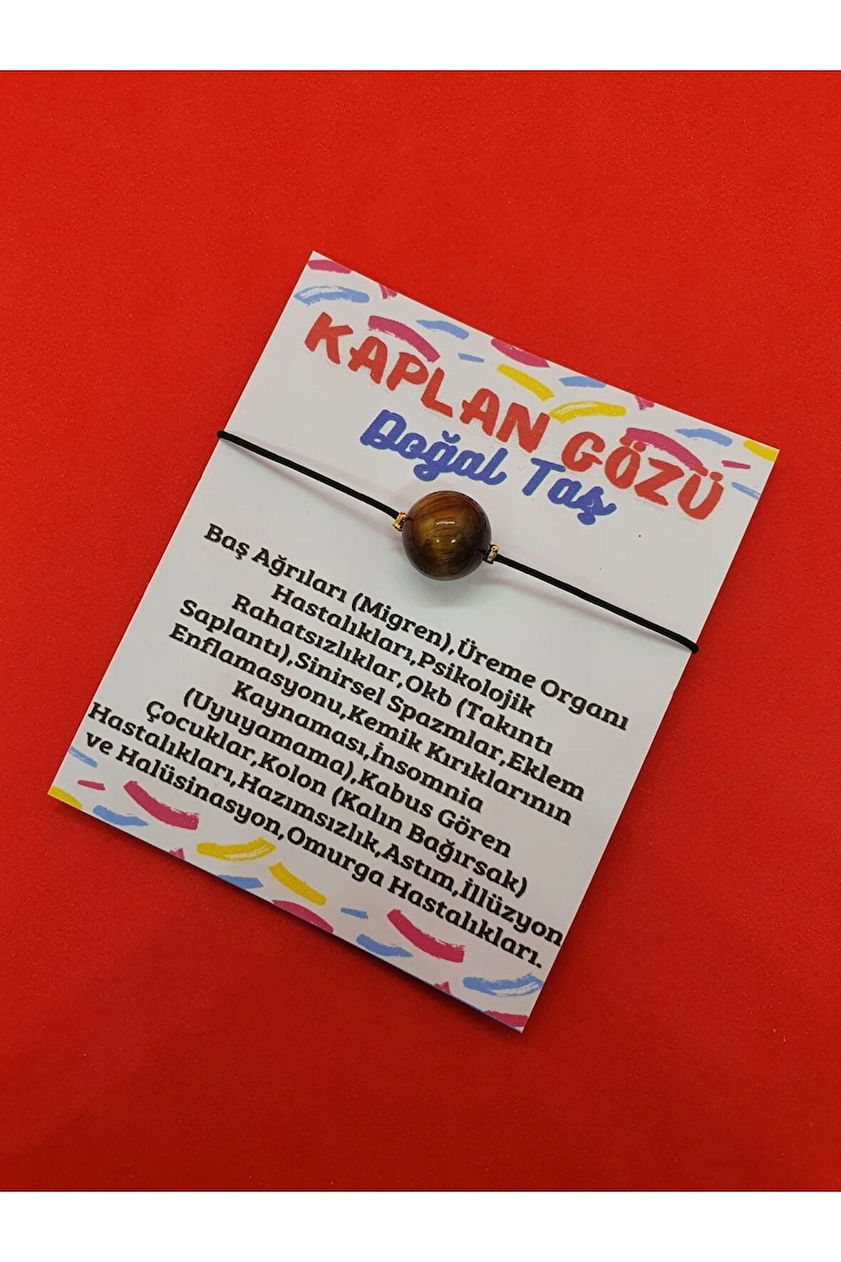 Kaplan Gözü Taşı Bileklik 12mm Doğal Taş