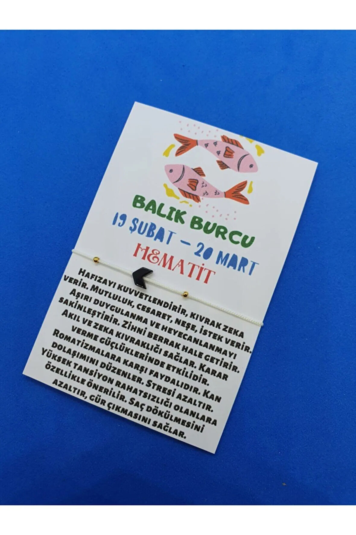 Balık Burcu Hematit Doğal Taş İp Burç Bilekliği