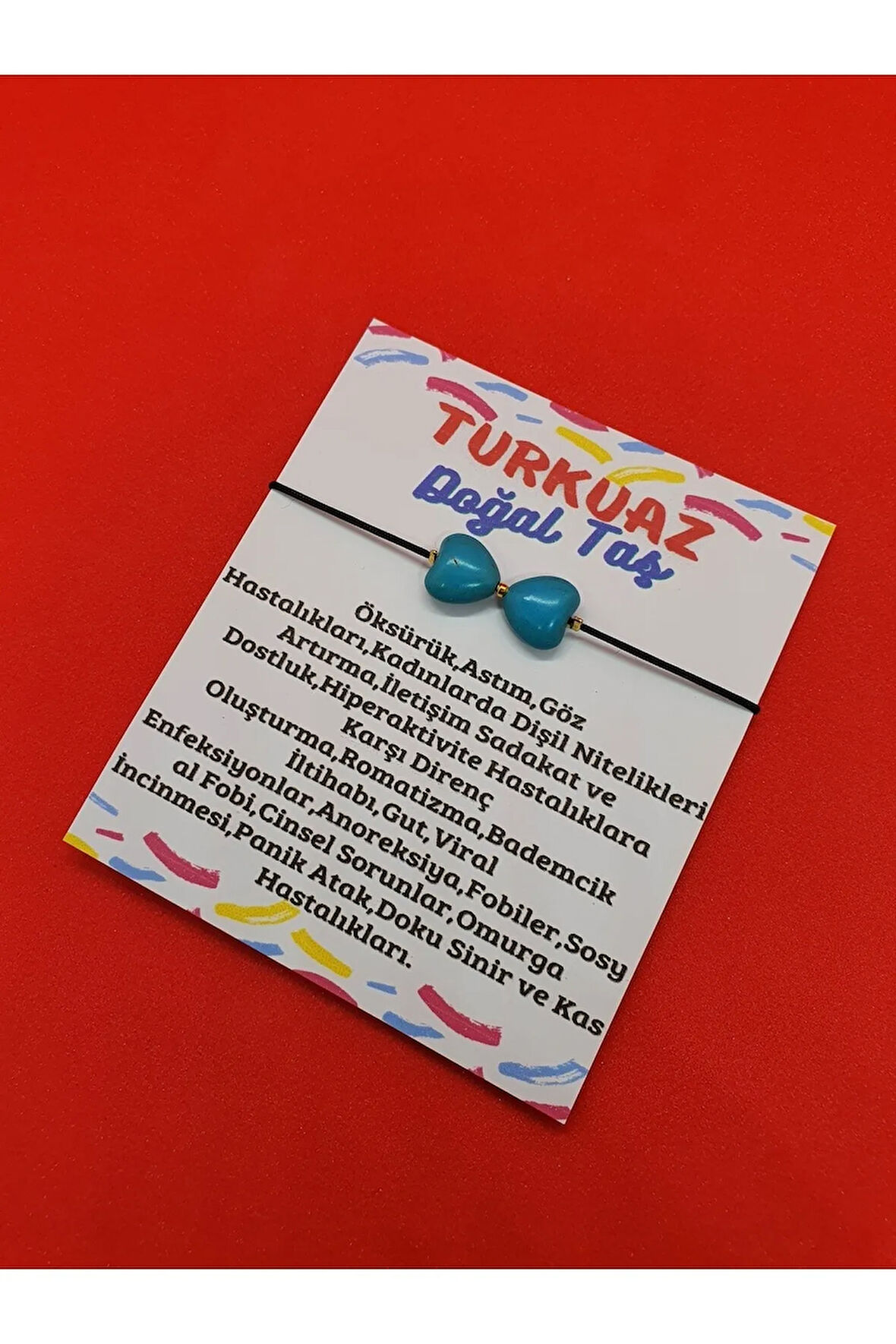 Turkuaz Doğal Taş Kalpli Bileklik