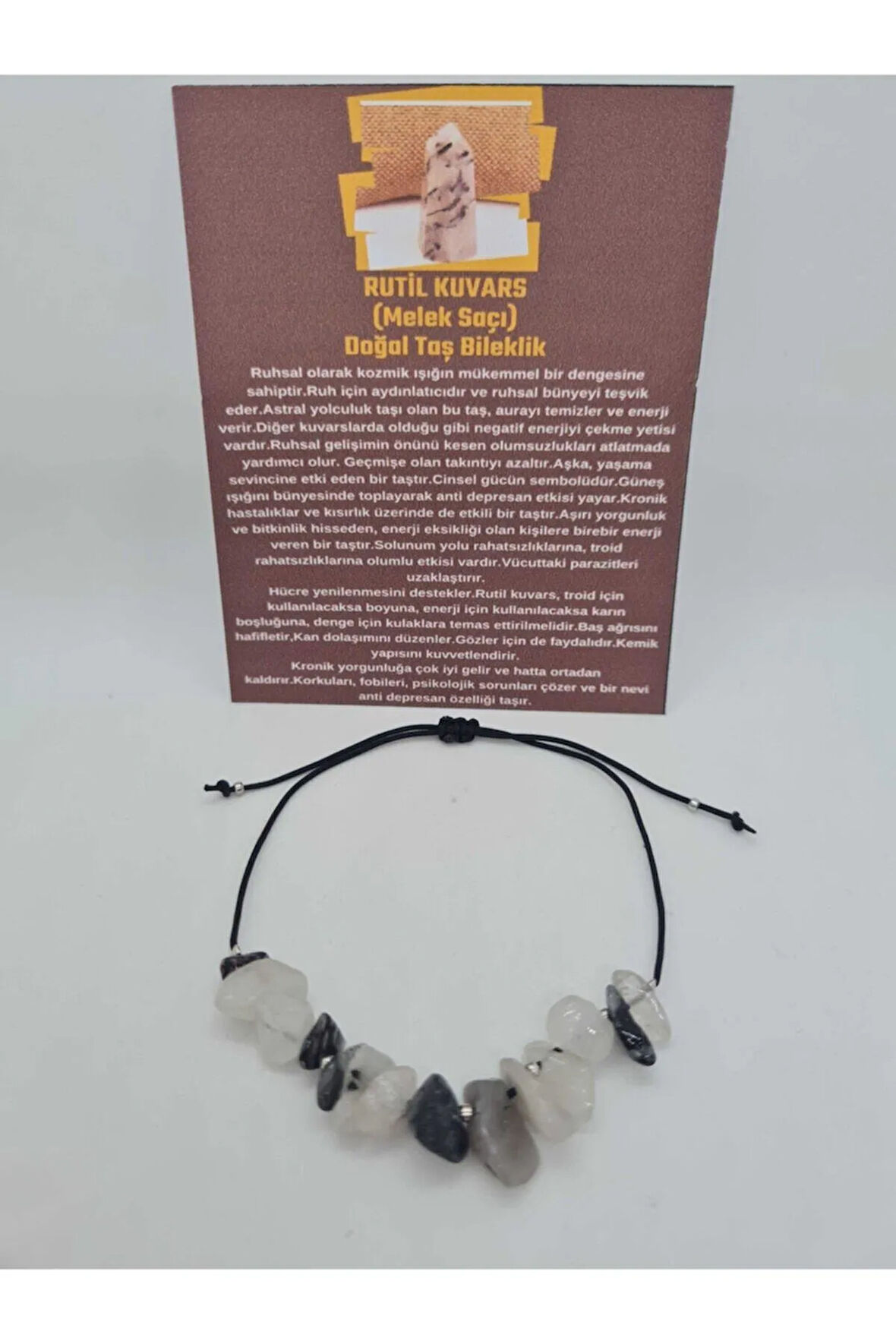 Doğal Rutil Kuvars (melek Saçı) Taşı Bileklik Orijinal Doğal Taş