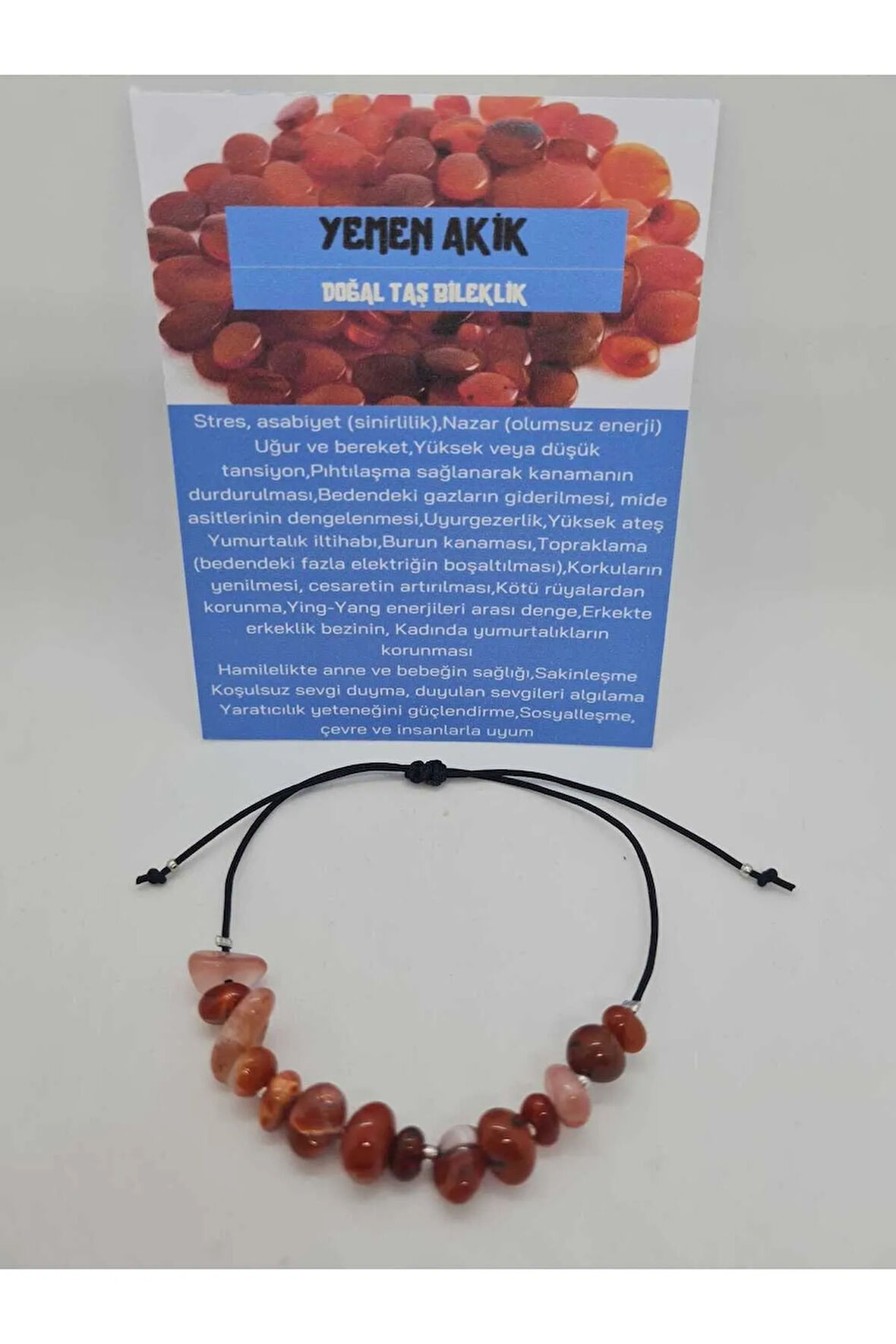 Doğal Yemen Akik Taşı Bileklik Orijinal Doğal Taş