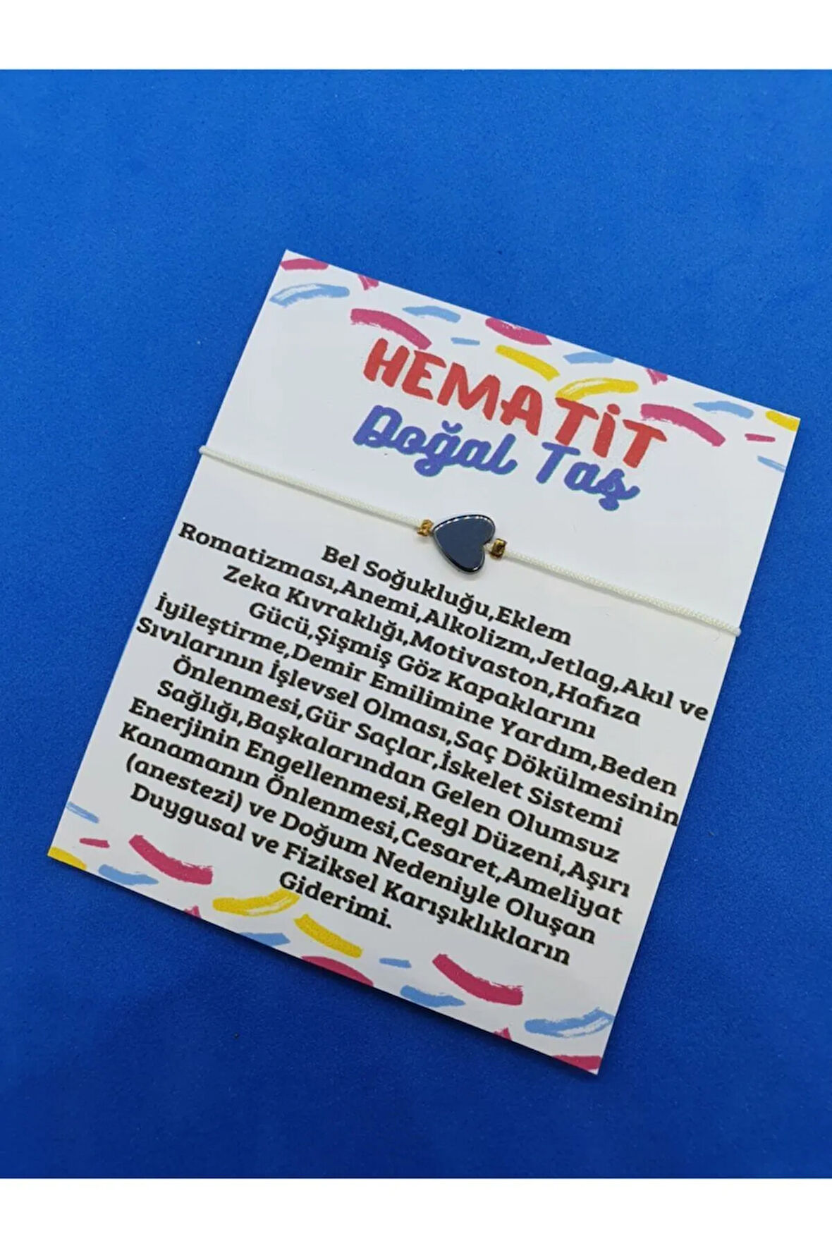 Hematit Doğal Taş Kalp Bileklik