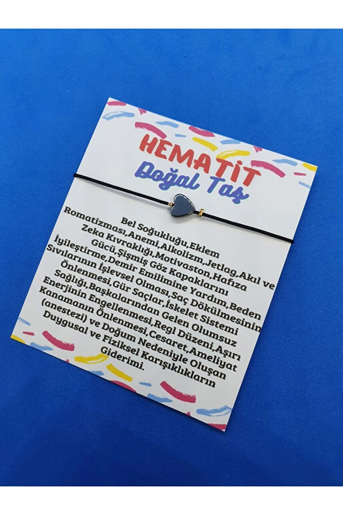Hematit Doğal Taş Kalp Bileklik